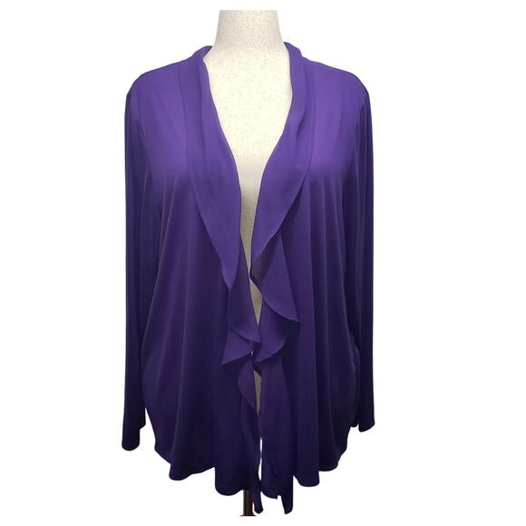 Fashion Bug Vintage Purple Cardigan Plus Size 3X Deadstock NWT Sheer Trim - Picture 1 of 10